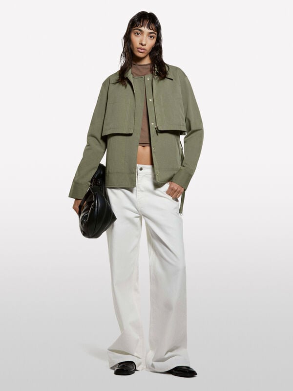 Parka peplum verde-escuro Parka peplum verde-escuro - blusões e casacos para mulher | Sisley