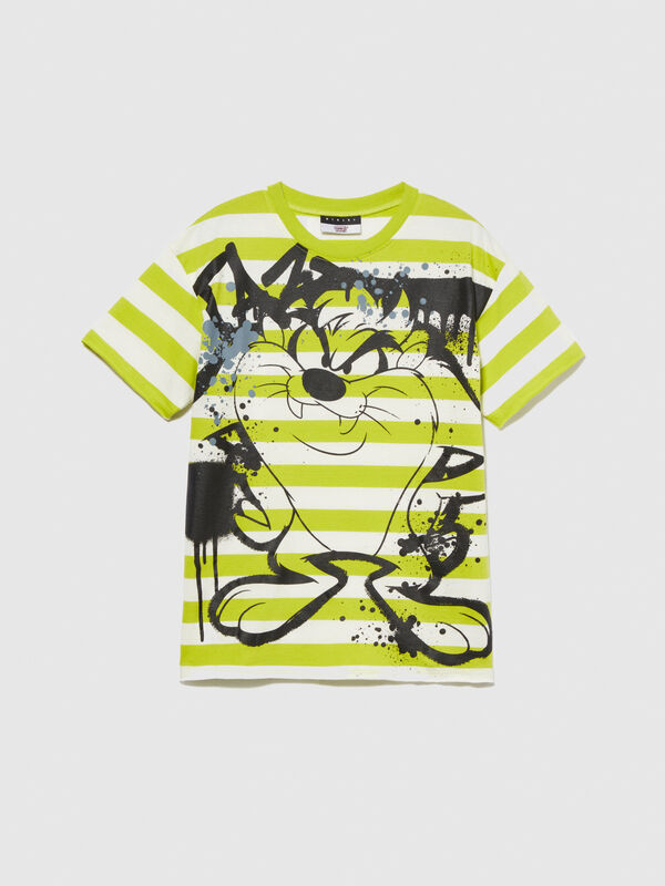 T-shirt às riscas com estampa ©Looney Tunes - t-shirt de manga curta para menino | Sisley Young