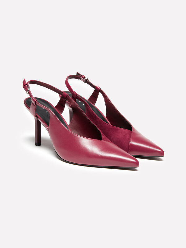 Slingback bordô em 100% pele - sapatos com salto mulher | Sisley