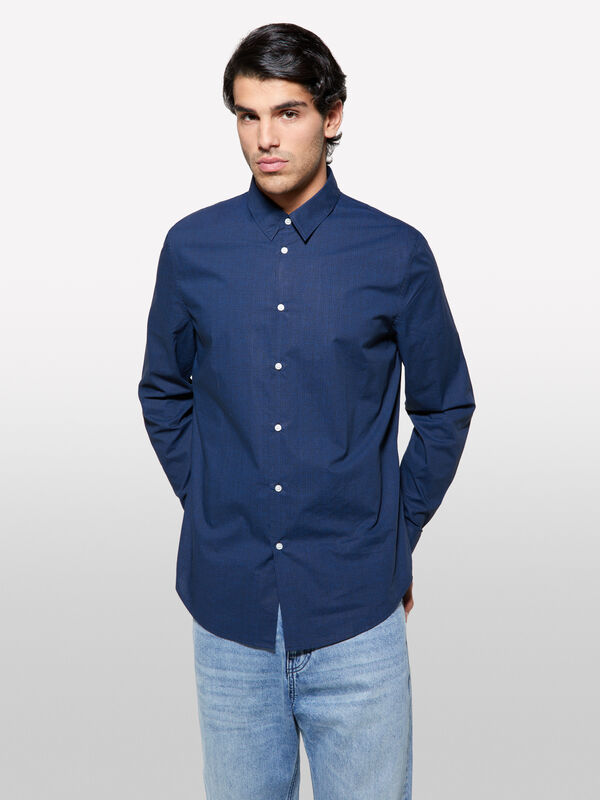 Camisa slim fit estampada azul - camisas slim fit para homem | Sisley