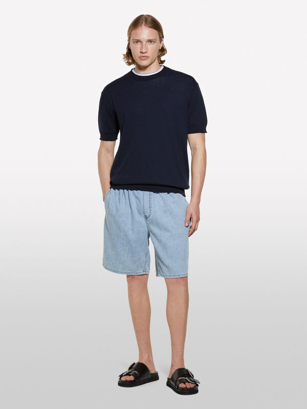 Bermudas de jeans claro relaxed fit - jeans calções para homem | Sisley