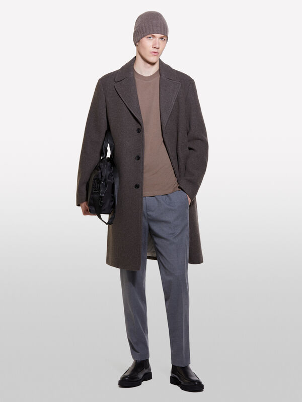 T-shirt marrom 100% algodão orgânico com estampa - t-shirt de manga curta para homem | Sisley