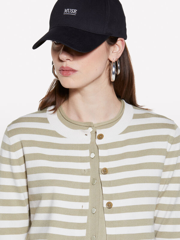 Cardigã às riscas bege e branco nata - cardigãs para mulher | Sisley