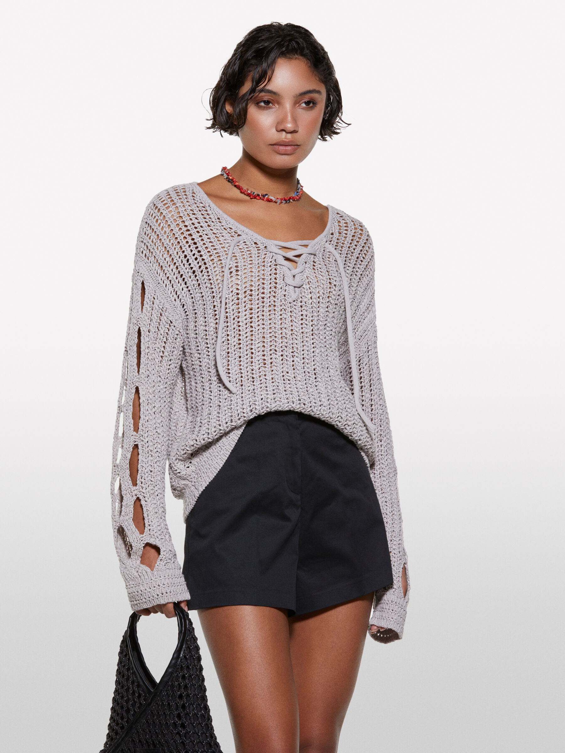 V NECK SWEATER L/S Mulher image number null
