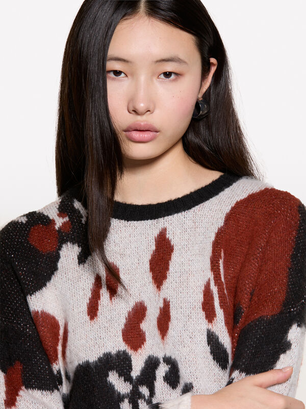 Camisola animal print bege - camisolas gola redonda para mulher | Sisley