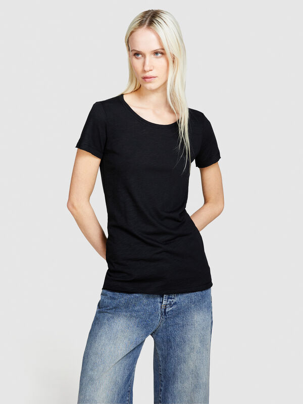T-shirt de gola redonda - t-shirt de manga curta para mulher | Sisley