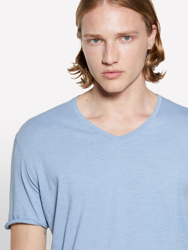 T-shirt slim fit azul-claro - t-shirt de manga curta para homem | Sisley