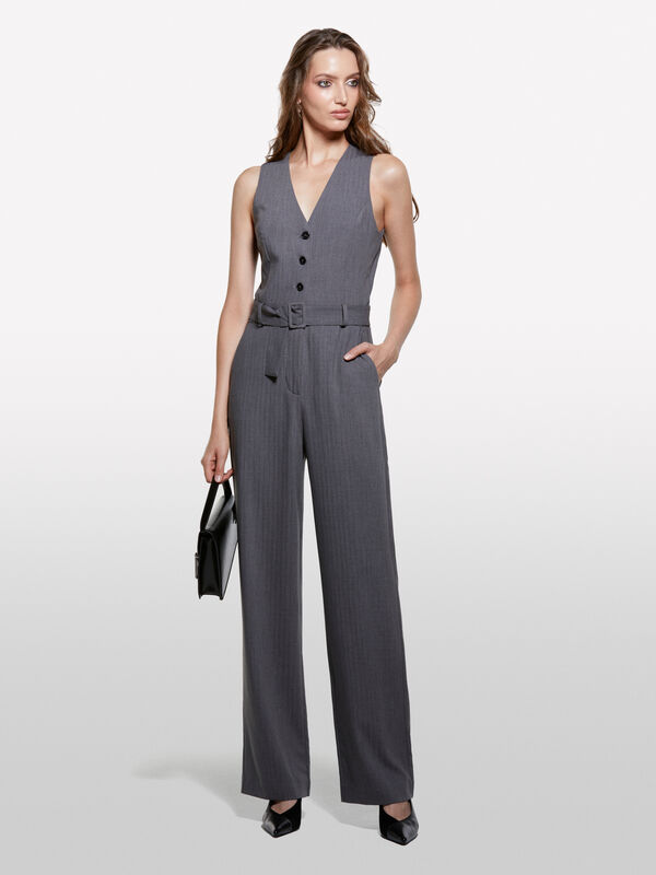 Macacão cinzento palazzo - macacões jumpsuits para mulher | Sisley