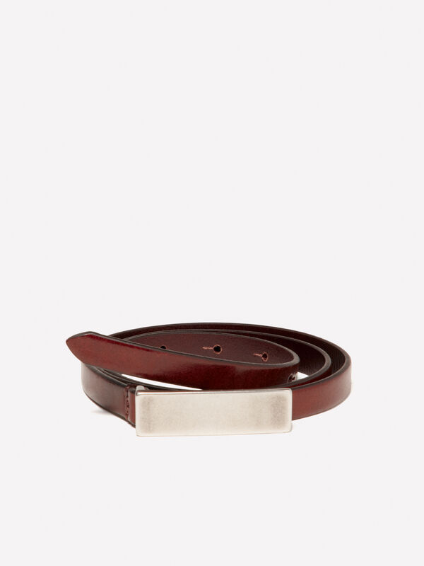 Cinto fino em pele marrom - cintos para mulher | Sisley