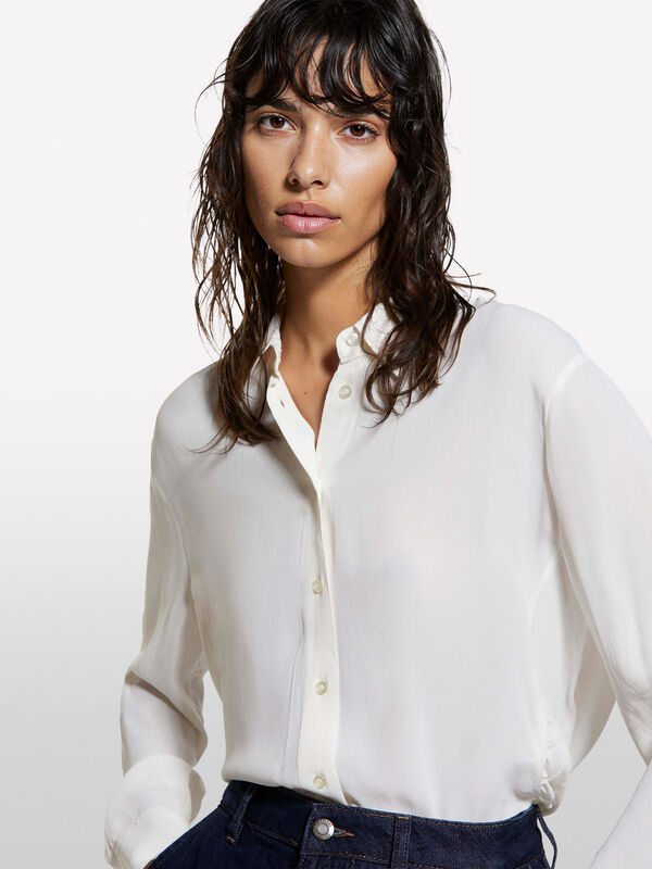Camisa over fit branco creme - camisas para mulher | Sisley
