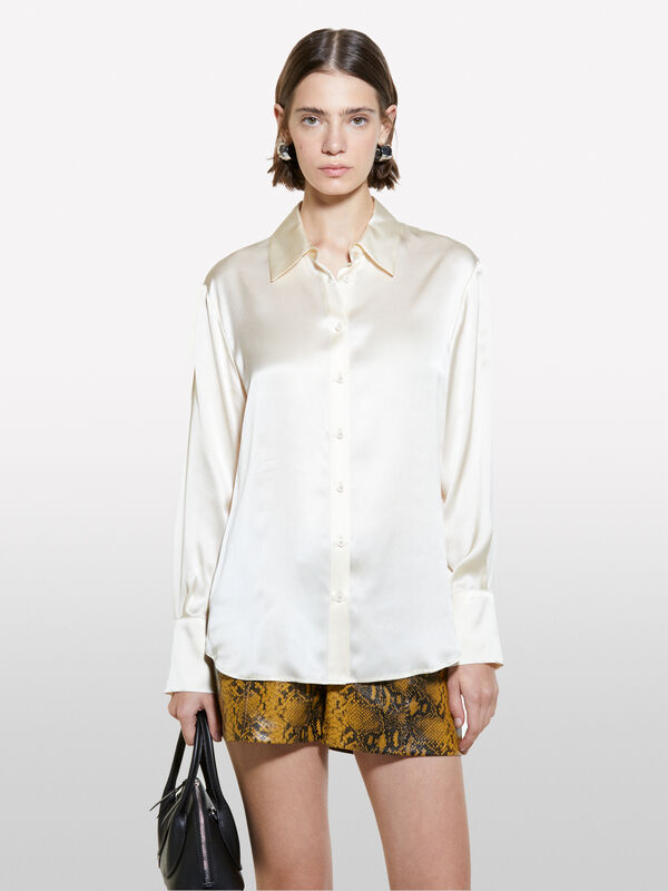 Camisa branco nata 100% seda - camisas para mulher | Sisley