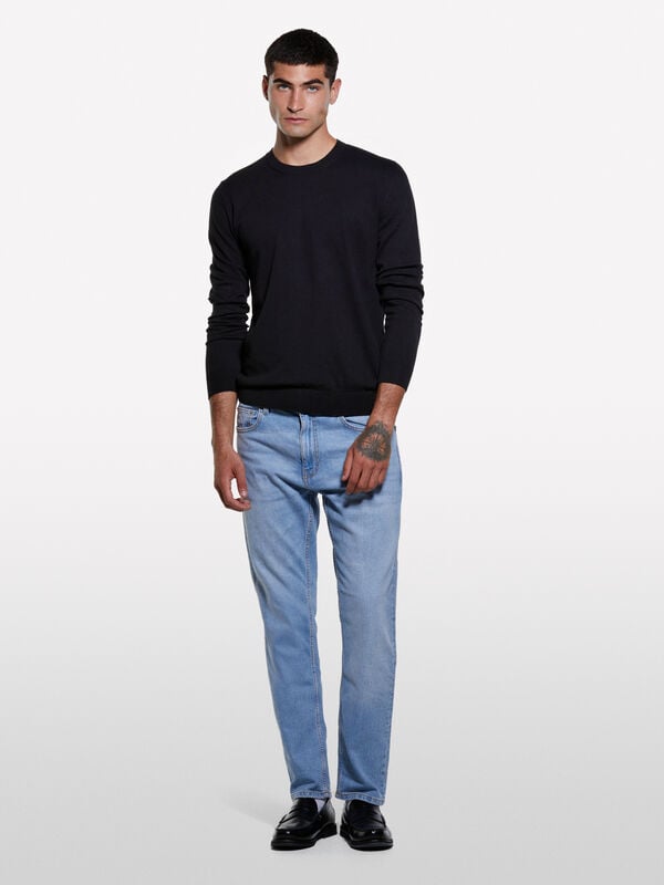 Camisola de gola redonda preta Camisola de gola redonda preta - camisolas gola redonda para homem | Sisley