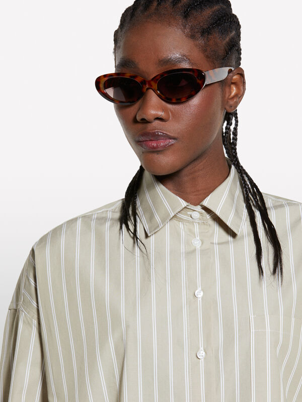Camisa over às riscas verde - camisas para mulher | Sisley