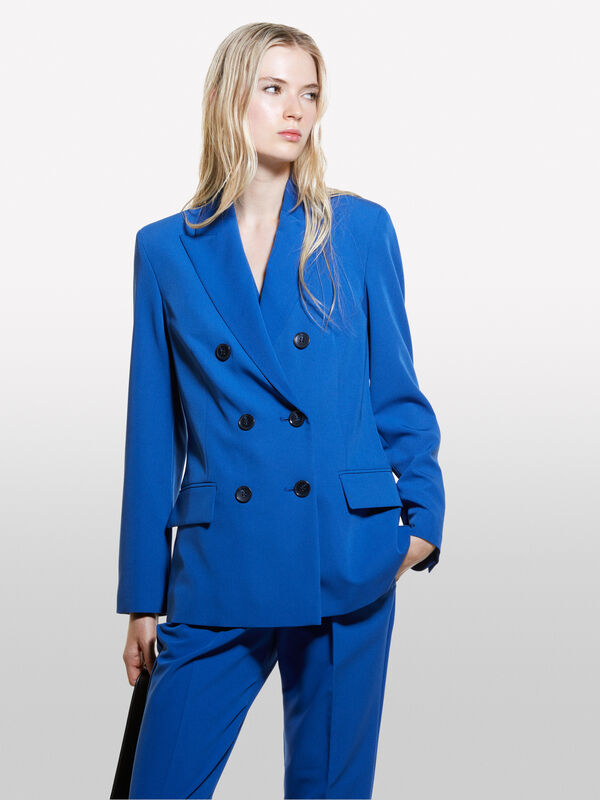 Blazer de abotoadura dupla azul - blazers para mulher | Sisley