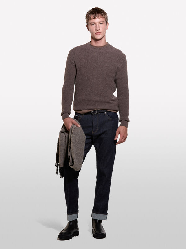 Camisola de gola redonda marrom - camisolas gola redonda para homem | Sisley