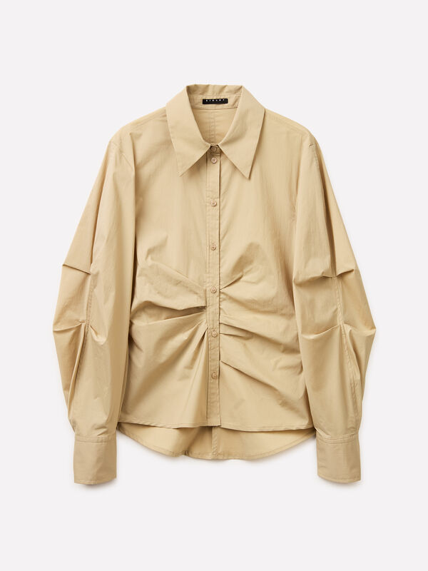 Camisa slim fit com franzido - camisas para mulher | Sisley