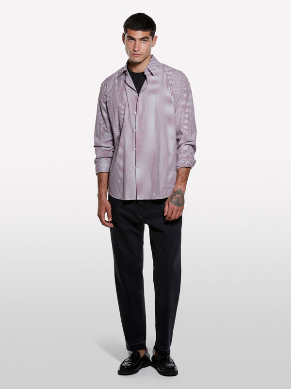 Camisa rosa fio tinto - camisas regular para homem | Sisley