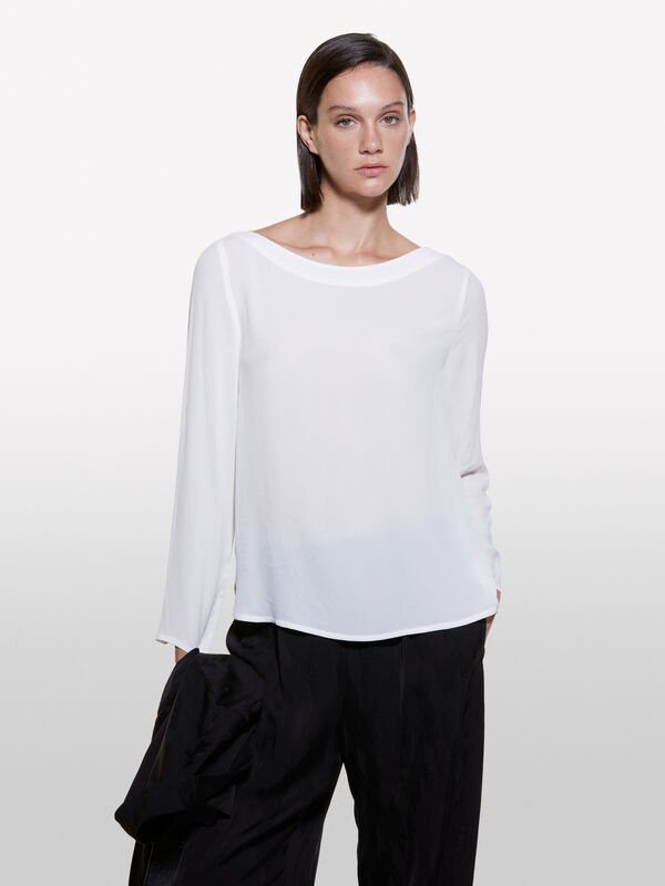 Blusa branca com decote à barco - blusas para mulher | Sisley