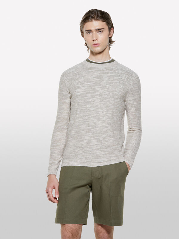Camisola mélange bege claro - camisolas gola redonda para homem | Sisley