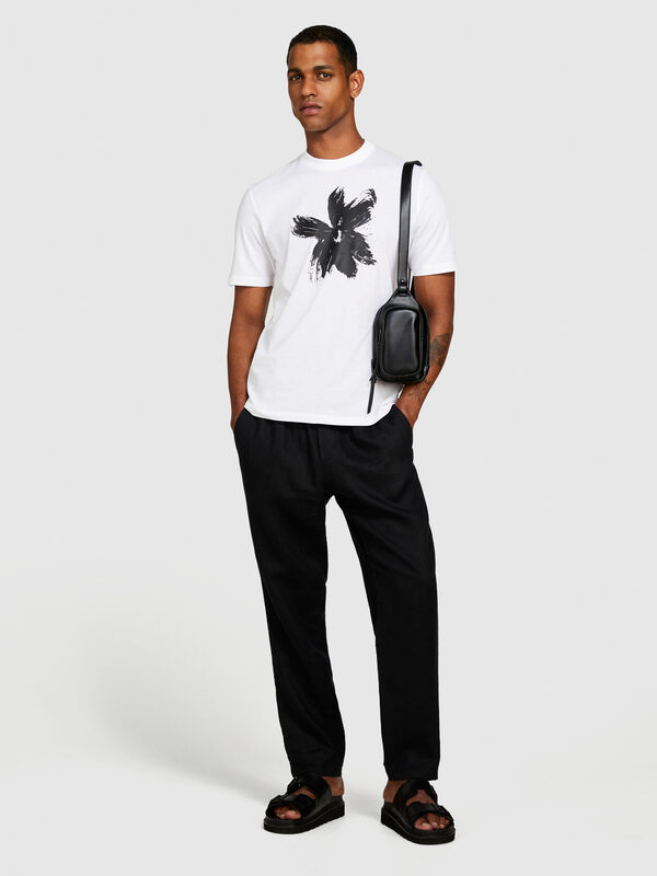 T-shirt regular fit com estampa - t-shirt de manga curta para homem | Sisley