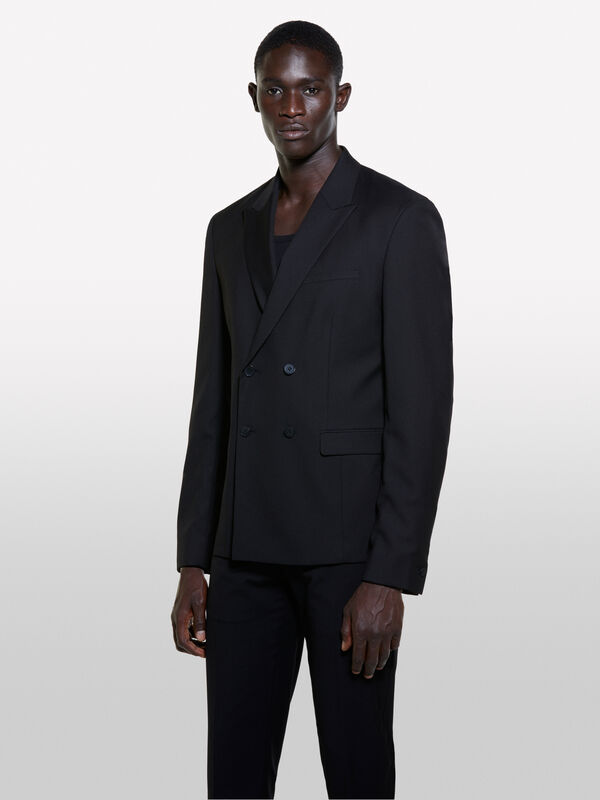 Blazer trespassado preto slim comfort fit - blazers para homem | Sisley