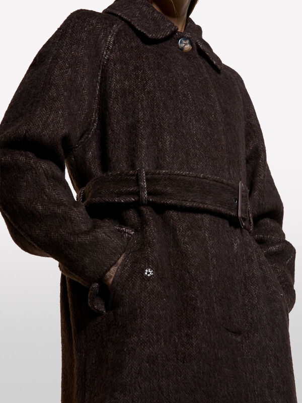 Sobretudo comprido chevron - sobretudos para mulher | Sisley