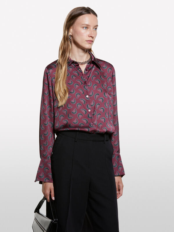 Camisa blush em cetim estampado - camisas para mulher | Sisley