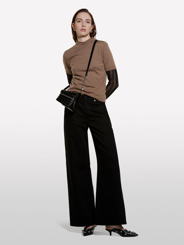 Jeans Style 72 wide fit preto - jeans palazzo para mulher | Sisley