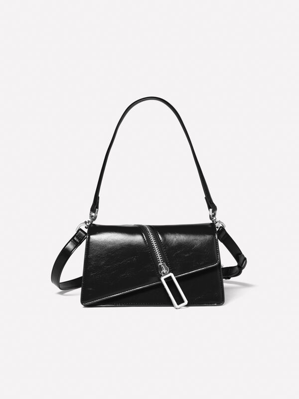 Bolsa preta com fecho de correr - bolsas tiracolo e de ombro para mulher | Sisley