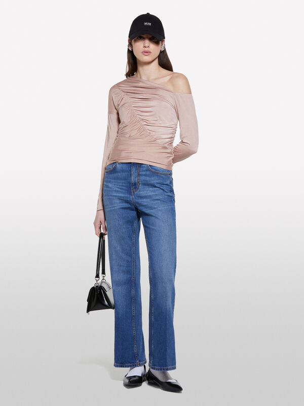 T-shirt marrom com franzido - tops para mulher | Sisley