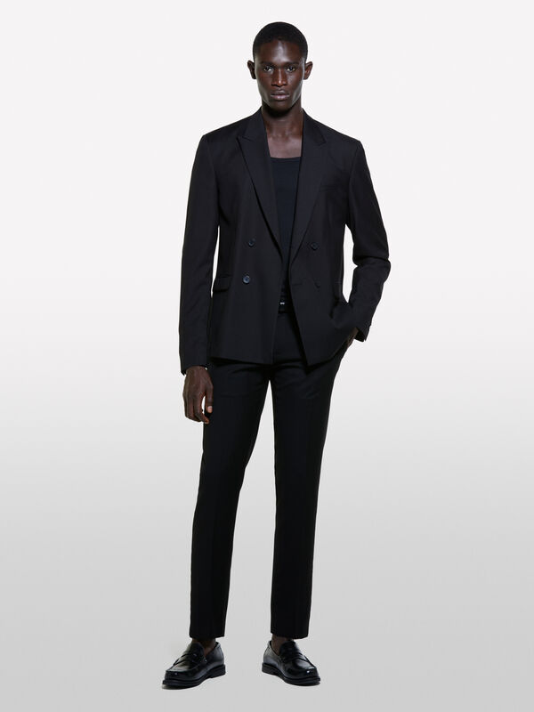Blazer trespassado preto slim comfort fit - blazers para homem | Sisley