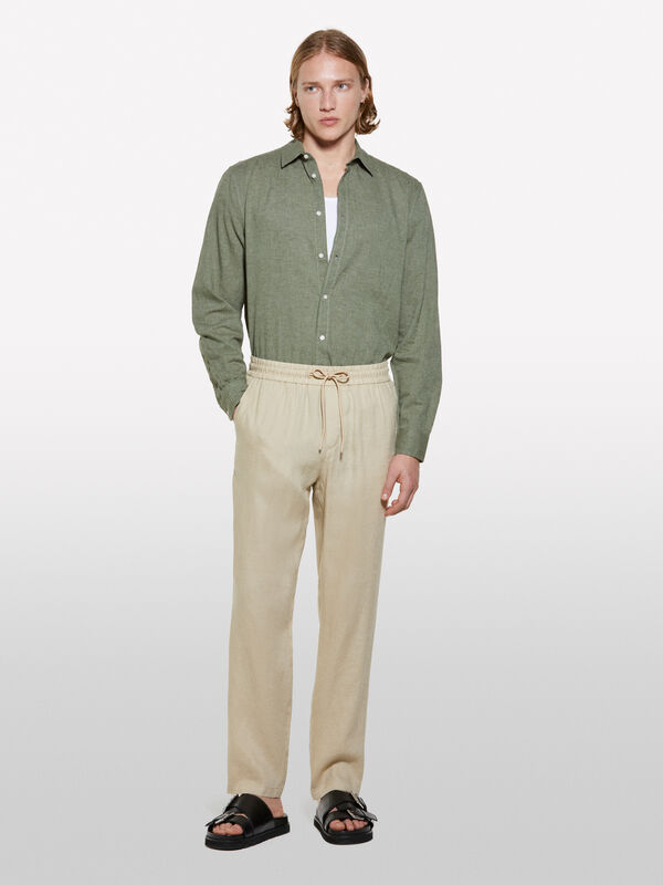 Joggers areia 100% linho - calças joggers para homem | Sisley