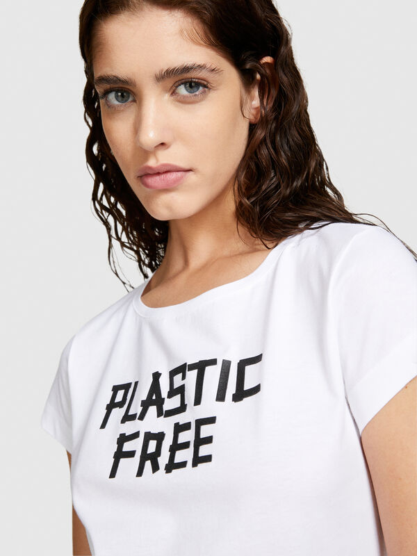 T-shirt slim fit com estampa - t-shirt de manga curta para mulher | Sisley