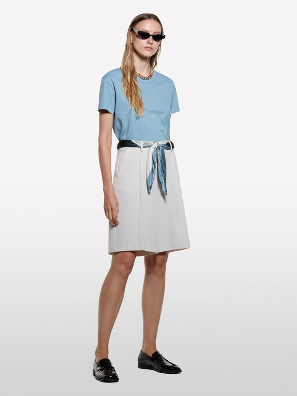 T-shirt boxy fit azul empoeirado T-shirt boxy fit azul empoeirado - t-shirt de manga curta para mulher | Sisley