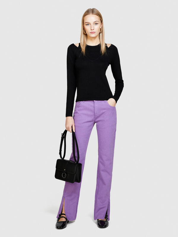 Jeans color com rachas - jeans slim fit para mulher | Sisley