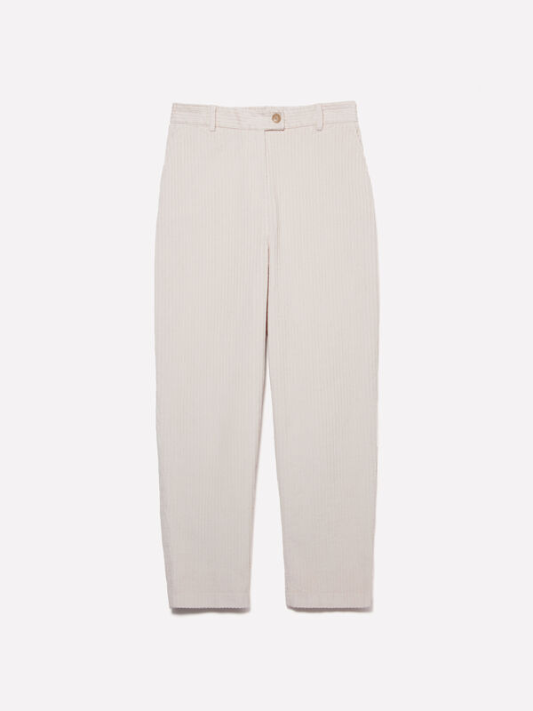 Joggers branco nata de veludo canelado - calças joggers para mulher | Sisley