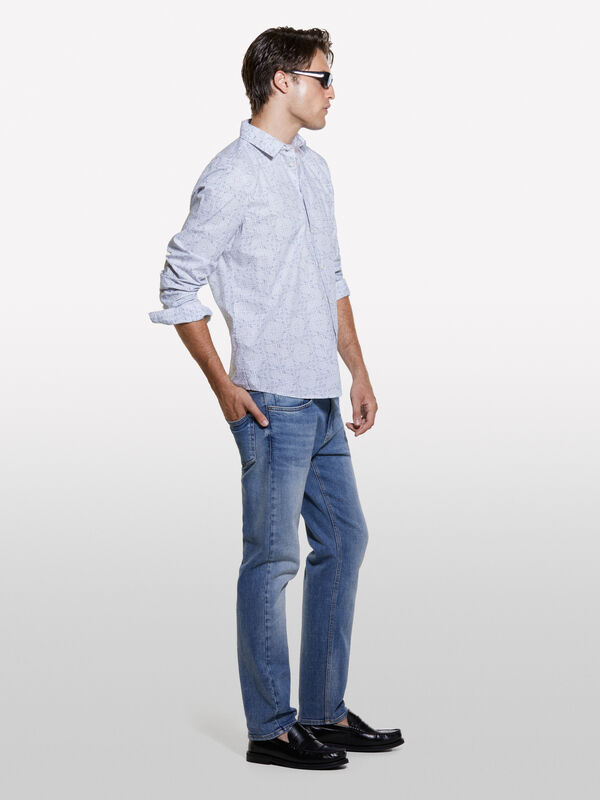 Camisa multicolor estampada 100% algod&atilde;o org&acirc;nico - camisas slim fit para homem | Sisley