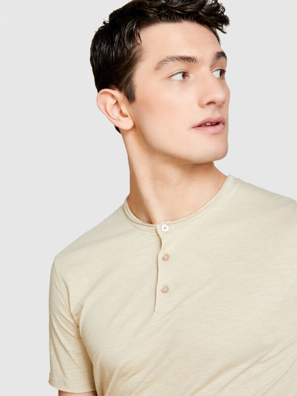 T-shirt carcela de botões slim fit - t-shirt de manga curta para homem | Sisley