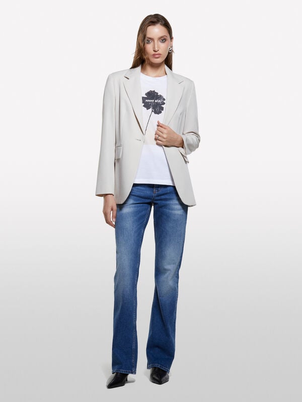 T-shirt branca com estampa flor T-shirt branca com estampa flor - t-shirt de manga curta para mulher | Sisley