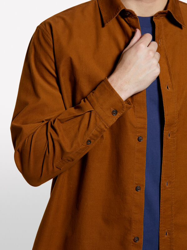 Camisa castanho de veludo canelado - camisas regular para homem | Sisley