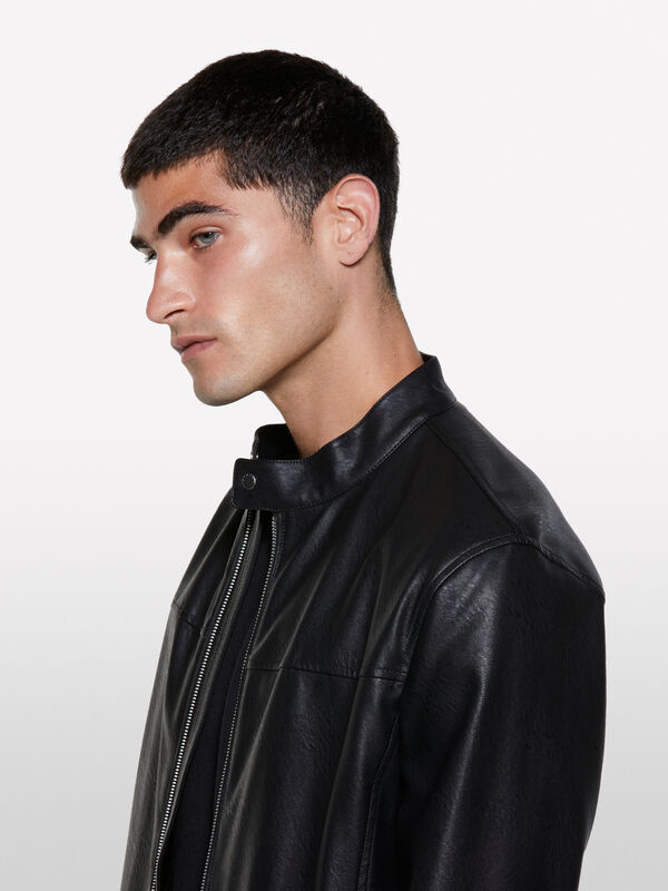 Blusão biker preto slim fit - blusões e casacos para homem | Sisley