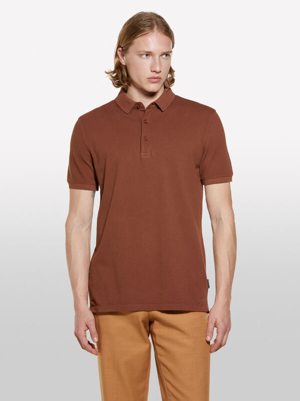 Polo marrom escuro em 100% algodão - t-shirt de manga curta para homem | Sisley