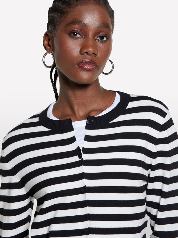 Cardigã às riscas preto e branco nata - cardigãs para mulher | Sisley