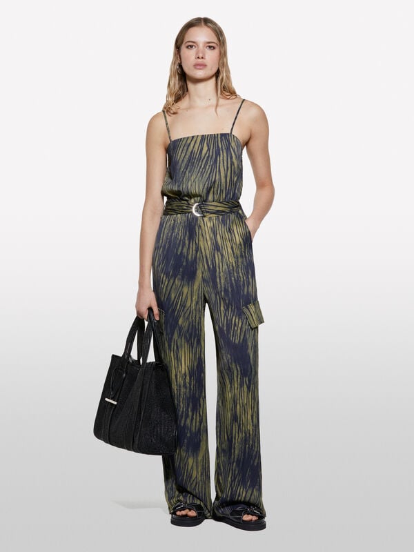 Macacão animalier em cetim - macacões jumpsuits para mulher | Sisley