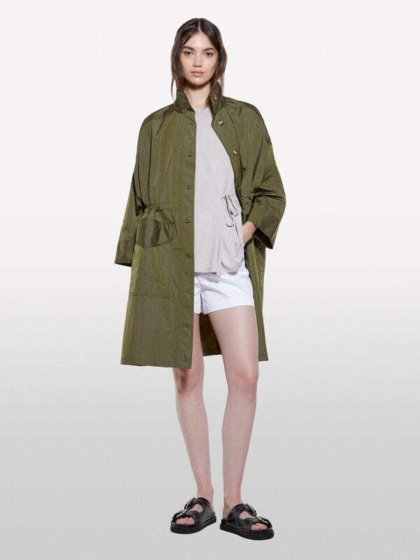 Parka verde militar efeito amassado - blusões e casacos para mulher | Sisley