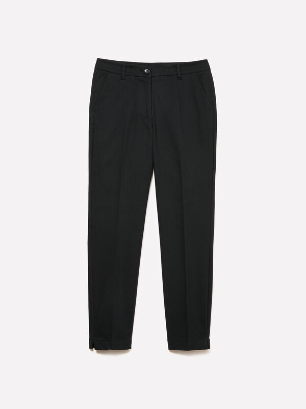 Chinos slim fit preto - calças slim-fit para mulher | Sisley