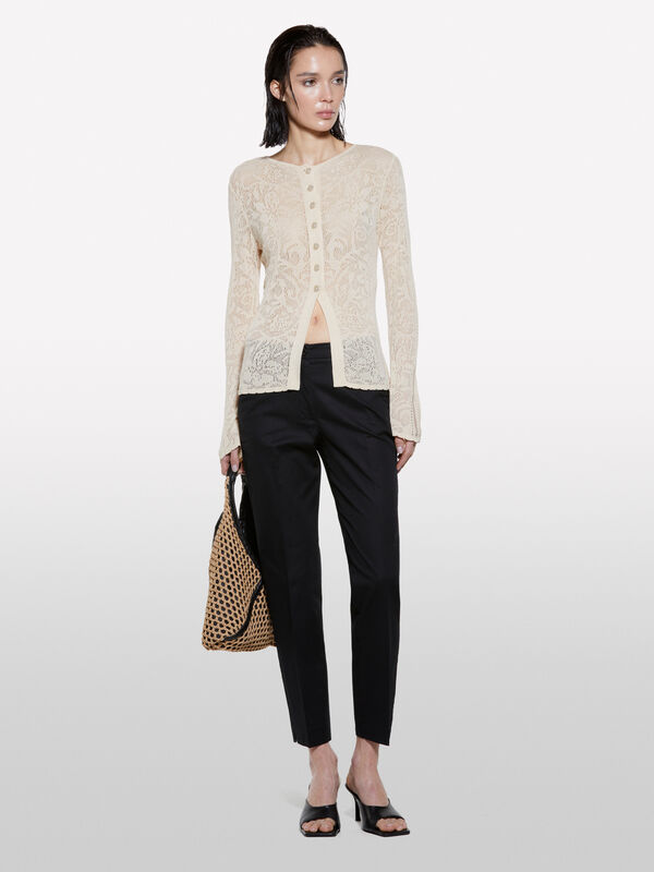 Chinos preto regular fit  - calças regular para mulher | Sisley