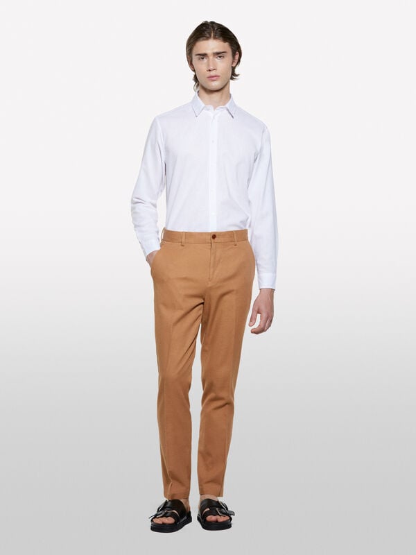 Camisa em mistura de linho branca - camisas regular para homem | Sisley