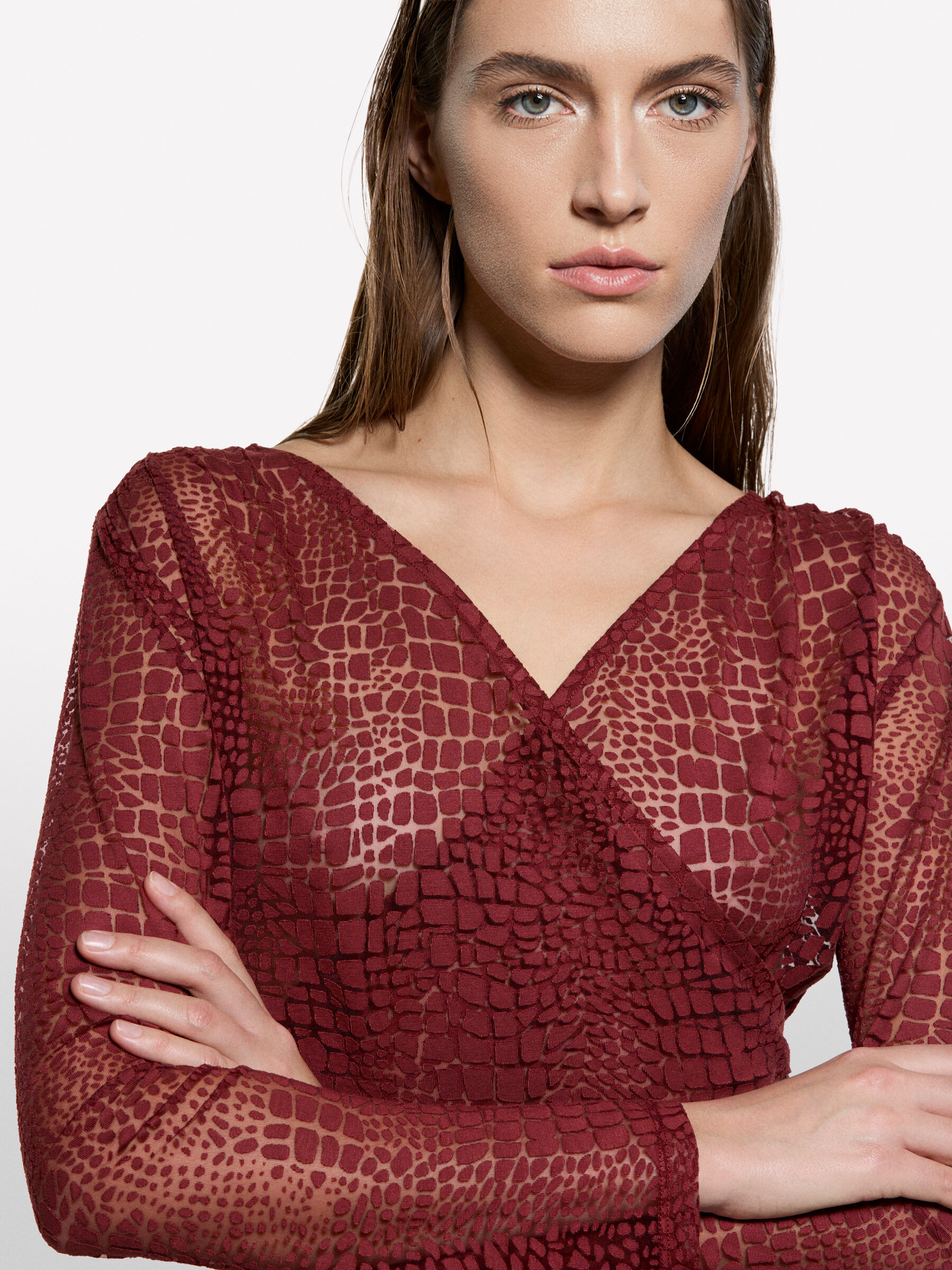 V NECK SWEATER L/S Mulher image number null