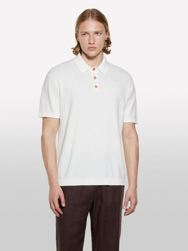 Polo branco nata de malha - polos para homem | Sisley